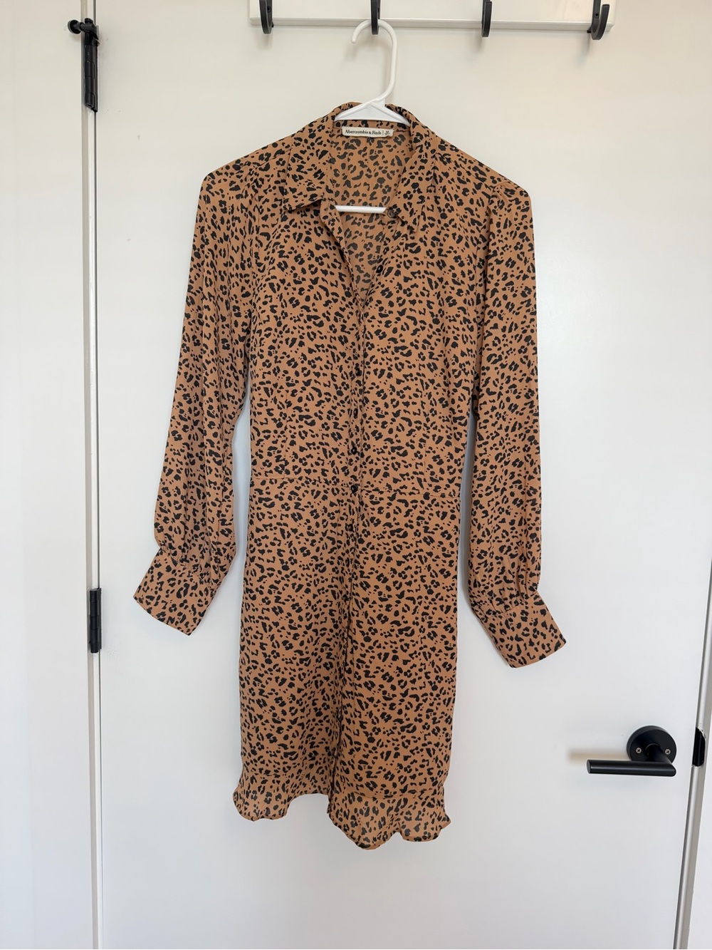 Abercrombie & Fitch Leopard-Print Long-Sleeve Mini Dress